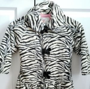 Girls zebra style furry jacket size 5y
